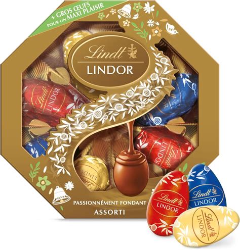 Lindt Boîte Cadeau Œufs Moyens LINDOR Assortiment de Chocolats au