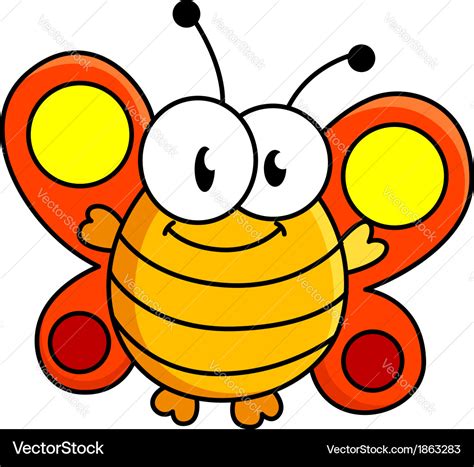 Fat butterfly cartoon Royalty Free Vector Image