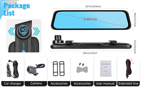 Amazon CAMECHO 9 66 2 5K Mirror Dash Cam Front And Rear View