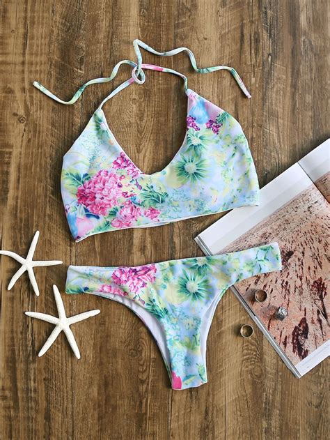 Floral Print Halter Bikini Set Bikinis Halter Bikini Set Bikini Set