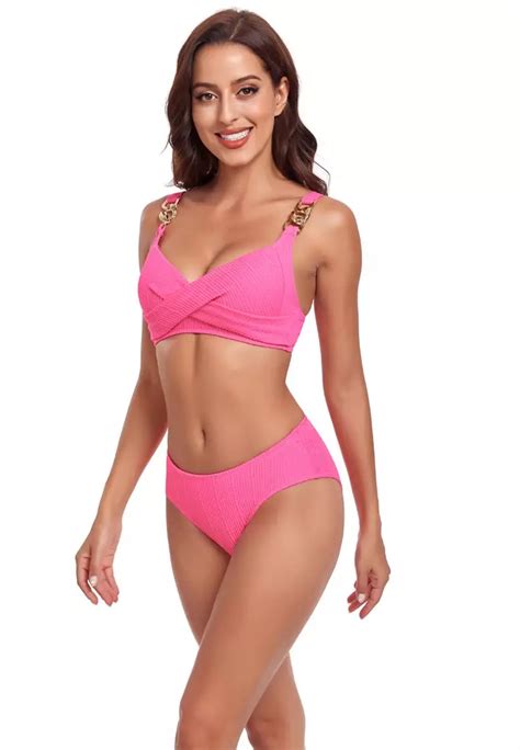 Buy LYCKA LYX23105 European Lady Bikini Swimwear Pink 2023 Online