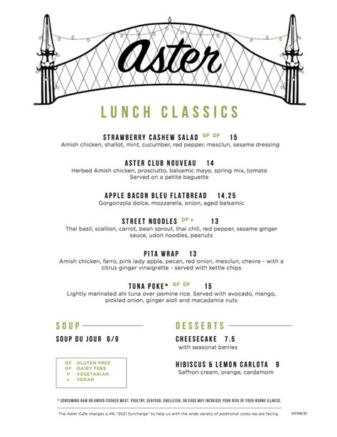 Menu - Aster Cafe