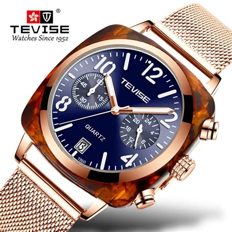 TEVISE Fashion Casual Men Watch T860 Stainless Steel Strap Top Brand