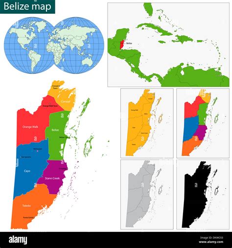 Belize Political Map Vintage Color Detailed Political Map Of Belize