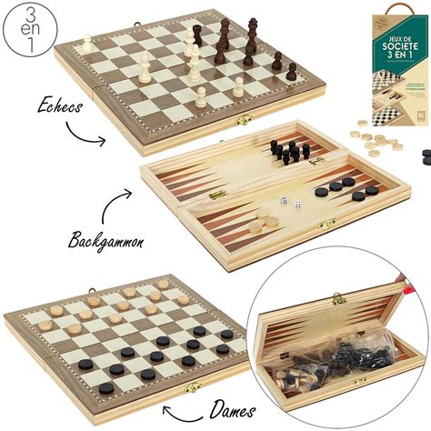 Jeu D Echecs Backgammon Et Dames 3 En 1 En Bois Chez Rentreediscount