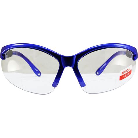 Global Vision Cougar Bifocal Safety Glasses Blue Frame Clear 25x Magnified Lens Ebay