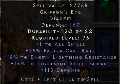 Griffon's Eye with pretty good stats - PC & Also WTS : r/D2R_Marketplace