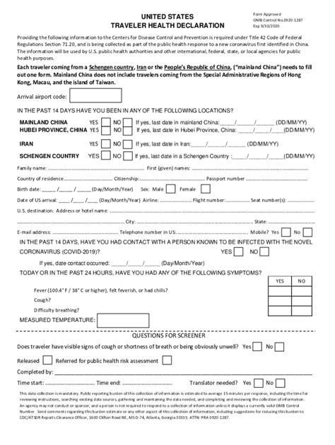 UNITED STATES Form Approved OMB Control No 0920 1287 Fill And