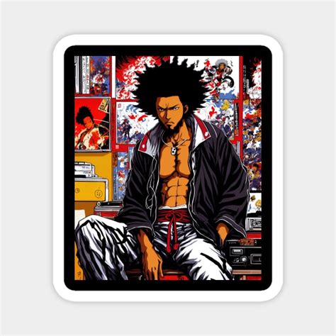 Samurai Afro Lofi Hip hop Aesthetic 90s - Lofi Hiphop - Magnet | TeePublic