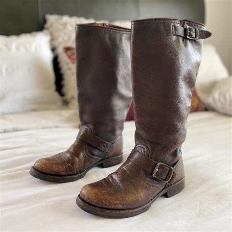 Vintage Inspired Leather Brown Frye Boots I Believe Depop