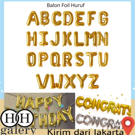 Balon Foil Huruf Gold 40cm Ballon Foil Abjad Alphabet Polos Balon