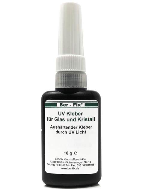 Ber Fix UV Kleber Glaskleber für Glas Glas und Glas Metall 10g Gel 2500