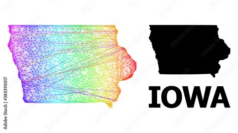 Wire frame and solid map of Iowa State. Vector structure is created ...