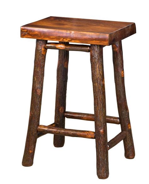 Amish Hickory Twig Bar Stool With Pine Seat