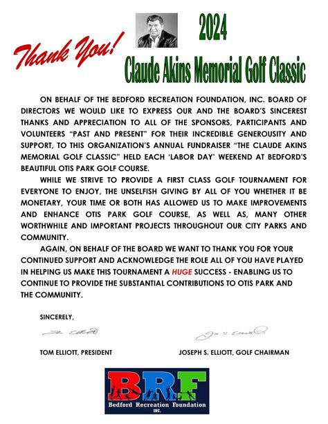 Bedford Recreation Foundation's Board of Directors thanks the community