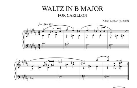 Waltz In B Major For Carillon Sheet Music Adam Lenhart Instrumental Solo