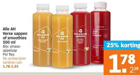 Alle AH Verse Sappen Of Smoothies 500 Ml Aanbieding Bij Albert Heijn