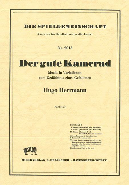 Der Gute Kamerad Von Hugo Herrmann Akkordeonorchester Noten Partitur