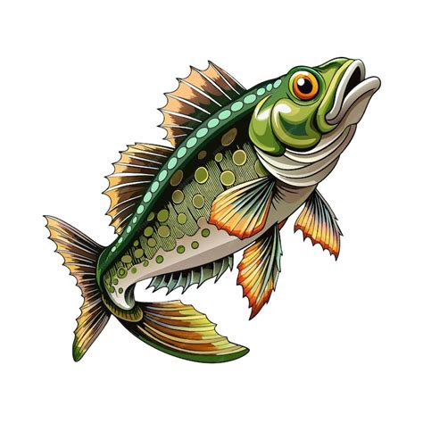 Premium Vector | Realistic Bass fish cartoon animal illustration