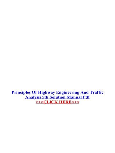 Principles Of Highway Engineering And Traffic Analysis 5th Solution