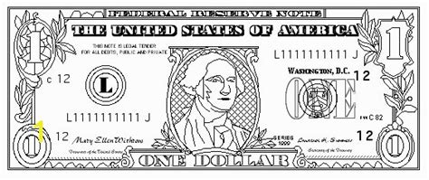 One Dollar Bill Coloring Page Divyajanan