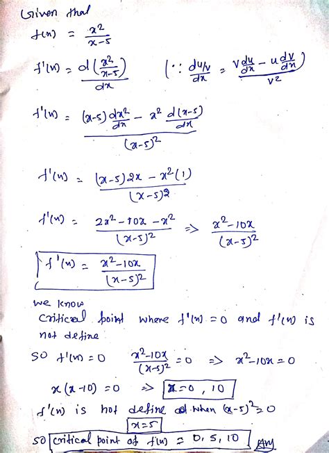 [solved] 1 Point Find All Critical Points Of F X X 5 Critical Points Course Hero