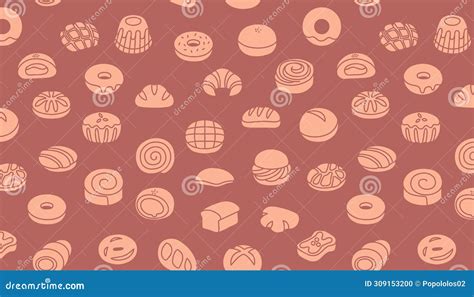 Seamless Pattern With Bread And Pastries Stock Vector Illustration