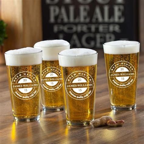 Brew Master Pint Set Personalized Beer Glass Set Custom Beer Glasses Beer Pub