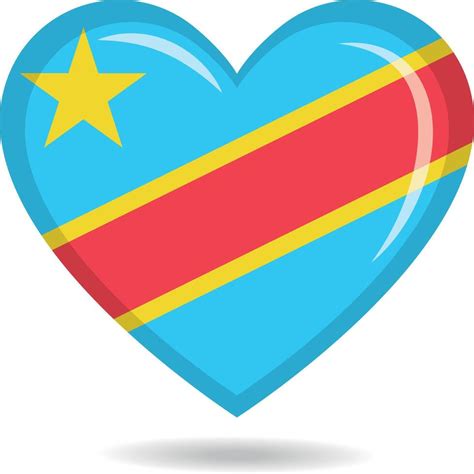 Democratic Republic Of Congo National Flag In Heart Shape Illustration