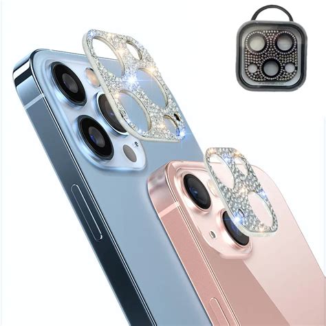 Luxury Diamond Perforated Metal Camera Lens Tempered Glass Protector