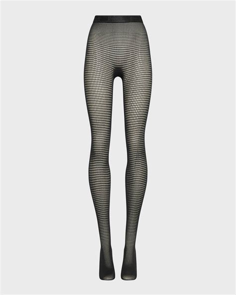 Wolford Logo Grid Net Tights Neiman Marcus