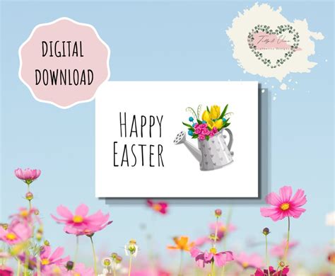 Printable Easter Greeting Card Instant Download 7x5 In Card Etsy