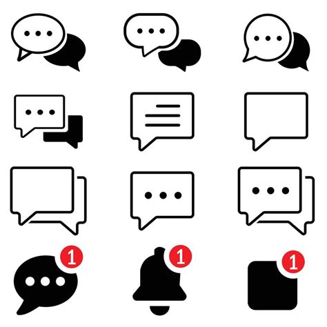 Chat Message Icon Set Chat Speech Bubble Social Media Message