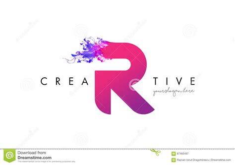 R Letter Logo Design With Ink Cloud Flowing Texture Stock Vector