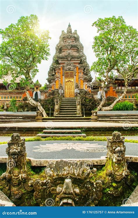 Ubud Bali Indonesia Very Beautiful Temple Lotus Saraswati Temple In Ubud Bali Stock Image