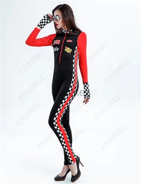 2023 Miss Racer Racing Driver Costume Women Sexy Black Long Sleeve Race