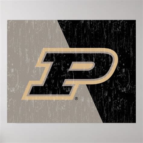 Purdue University | Block Distressed Color Design Poster | Zazzle.com