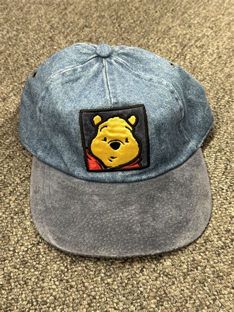 Vtg Pooh Blue Denim Embroidered Winnie The Pooh Bear Gem