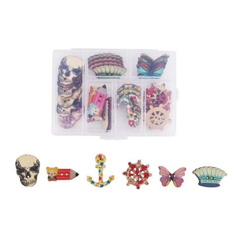 DoreenBeads Wood Sewing Buttons Scrapbooking Two Holes Skull