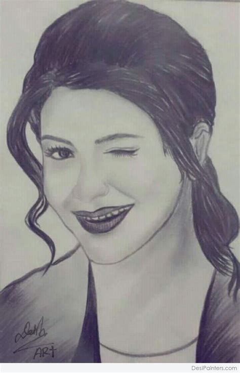 Beautiful Pencil Sketch Of Anushka Sharma Desi Painters