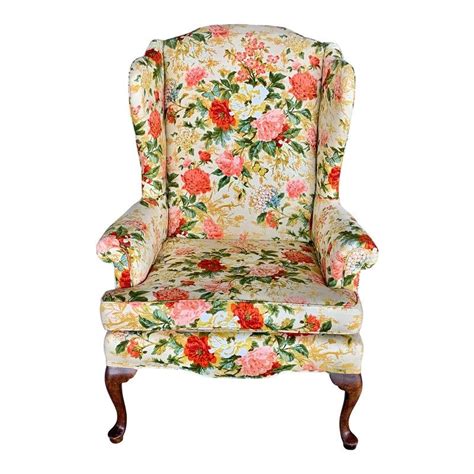 Vintage Floral Wingback Chair In 2021 Wingback Chair Chair Vintage