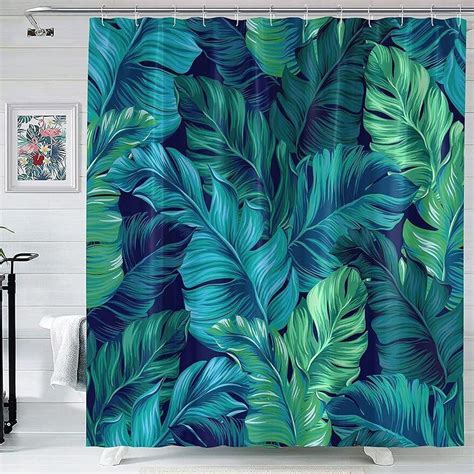 Inpercust Tropical Paradise Shower Curtain Vibrant Banana Leaf Design