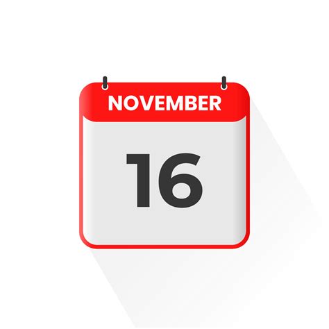 16th November calendar icon. November 16 calendar Date Month icon ...