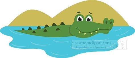 Alligator Clipart-cartoon crocodile is swimming in the water