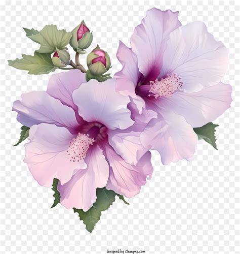 Pastel Rose Of Sharon Kembang Sepatu Merah Muda Bunga Tropis Gambar Png