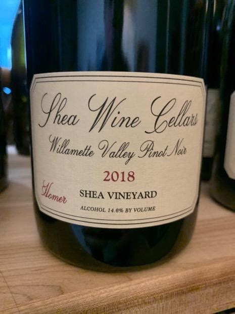 2018 Shea Wine Cellars Pinot Noir Homer Shea Vineyard Usa Oregon