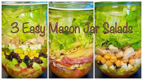 3 Easy Mason Jar Salads Homemade Salad Dressings Youtube