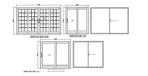 Front Sectional Detail Of A Sliding Door Elevation Dwg File Cadbull