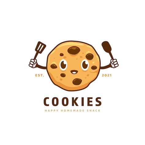 Premium Vector Happy Homemade Cookies Mascot Logo Cartoon Character Style