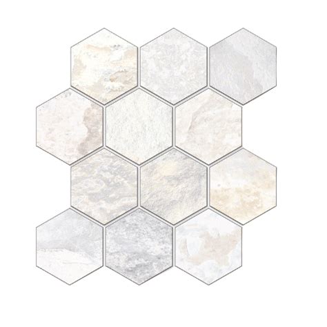 Meta Slate 4 Hexagon Textured White Mosaic Tile Market Of Delaware